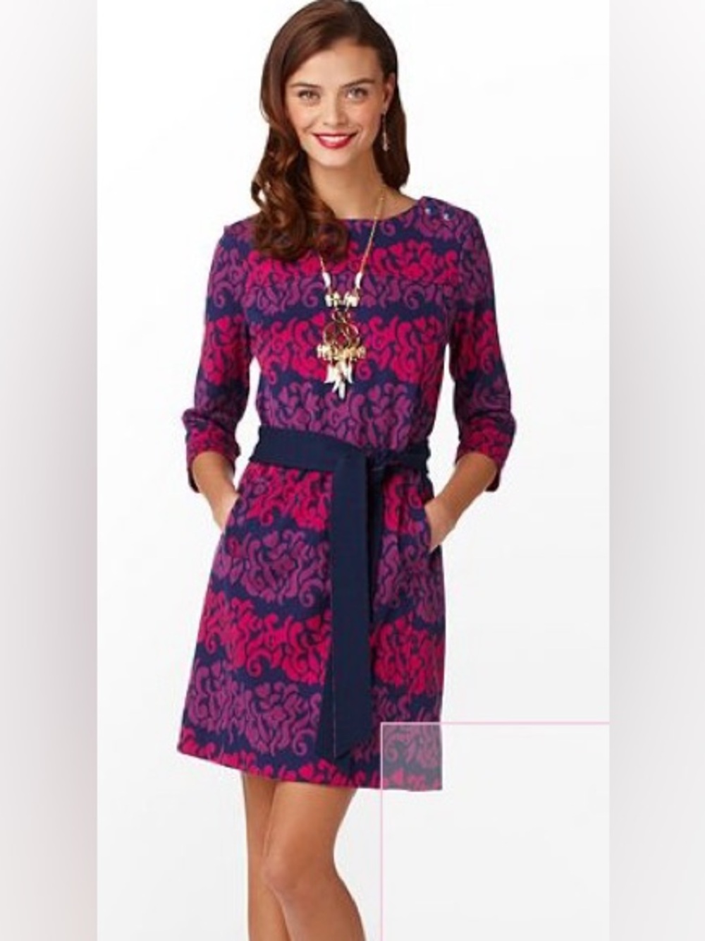 Lilly Pulitzer Jonah Mini Sweater Dress Hot Pink and Purple. Size Large - Picture 8 of 9